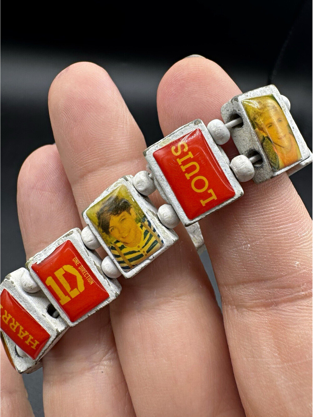 One Direction 1D Wooden Stretch Bracelet Harry Zayn Louis Niall Liam Vintage Y2K